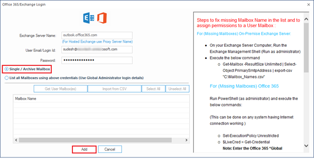 Select Office 365 file to migrate Amazon Workmail