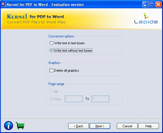 Select the file format to convert pdf file