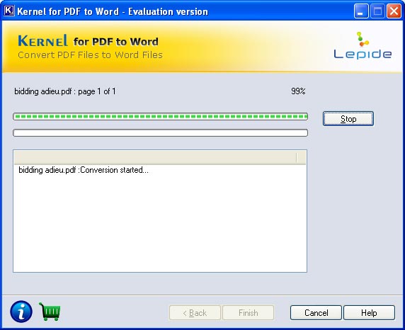 Select the destination location to save converted pdf file