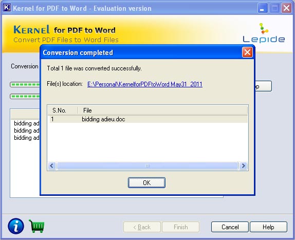 PDF Conversion process complete