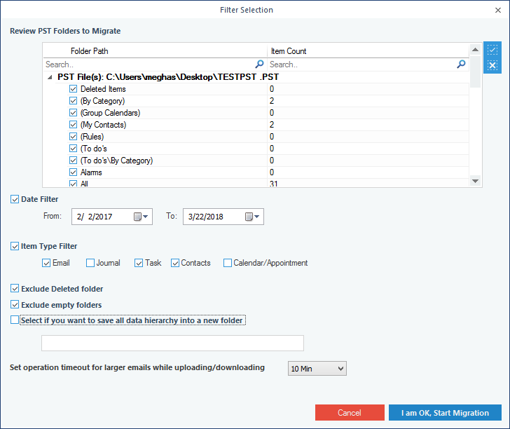 Export PST to Amazon WorkMail Screenshots