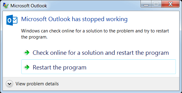Outlook Errors Messages