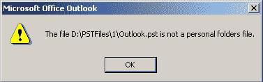 The file xyz.pst is not a personal folder file