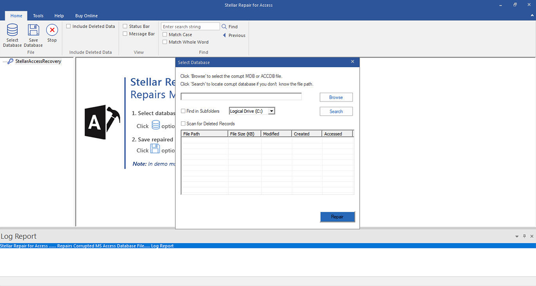 Access File recovery - Main Interface