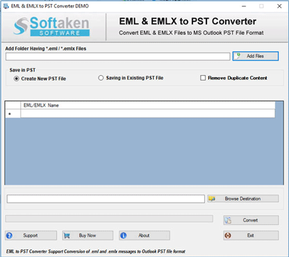 EML to PST Converter Software - Home Screen