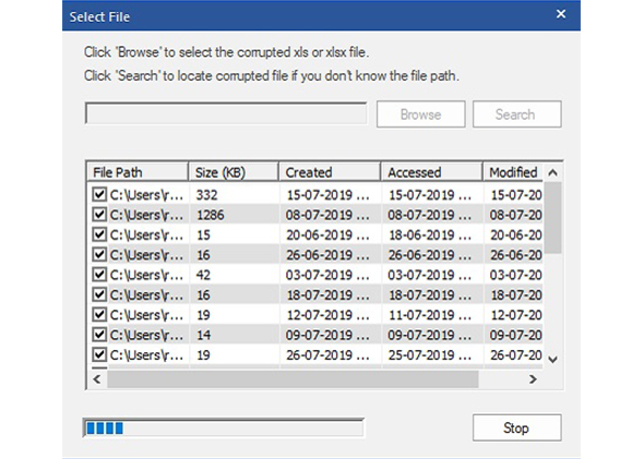 Scan selected Excel file