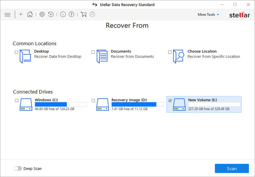 Select Drive to Recover Data