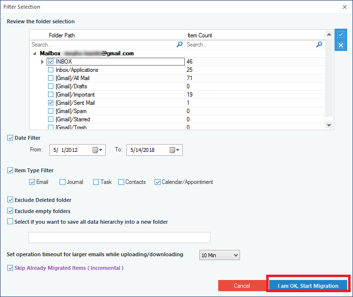 Export IMAP to Office 365 tool screenshots