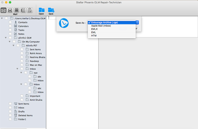 multiple formats to save olm file