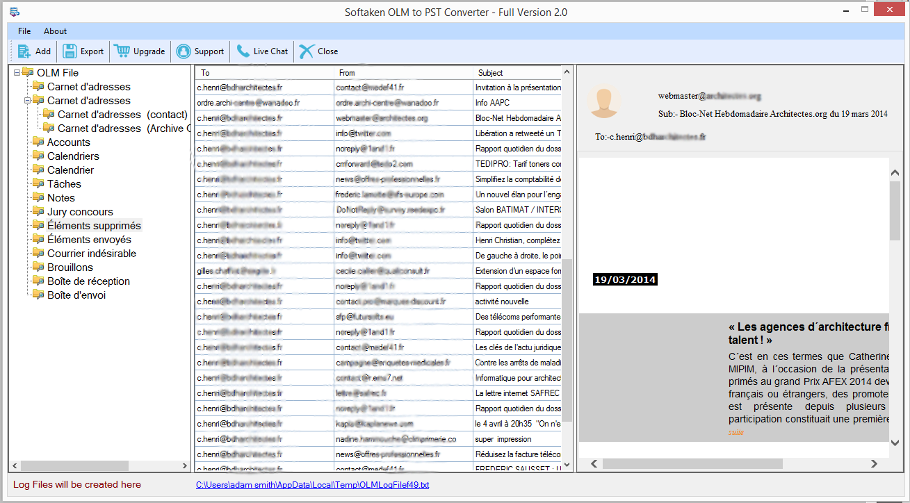 scanning selected olm mailbox