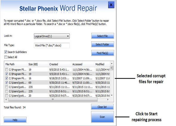 Scanning the word file